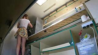 Clear the truck, sexy? Hidden cam catches your wet upskirt pussy!