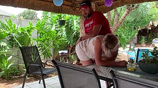 babe, bend over outside so i can pound that shaved wife pussy deep?