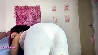 curvy ebony beauty farts softly in tight white shorts