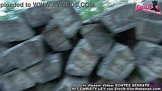 German brunette teen's outdoor forest pov fuck