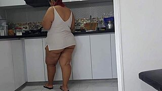masturbating to my stepmom's huge ass in kitchen
