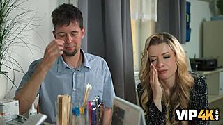 vip4k czech blonde patient's wet pussy drips during unexpected doctor cheating