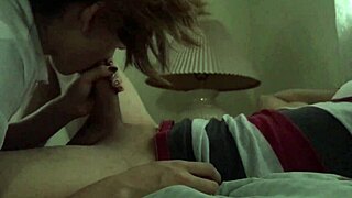 horny girlfriend deepthroats boyfriend's monster cock early morning