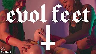 three bound goddesses force deepthroat worship on their perfect feet