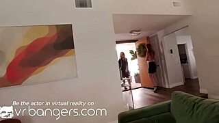 vr bangers redhead blonde outdoor threesome with cowgirl pussy licking action