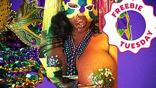 Pornstar Jessica Grabbit Flashes Big Natural Tits at Mardi Gras with Rabbit Toy