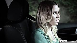Driving instructor pounds petite teen outdoors roughly