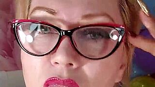 mature slut dildos juicy pussy amid colorful balloons 💦🎈😈