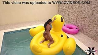 hey maxine x fingers her wet pussy poolside till she squirts hard