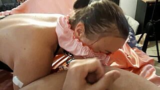 French Amateur's Clothed Lingerie Pussy Pound Deepthroat Spank Cum