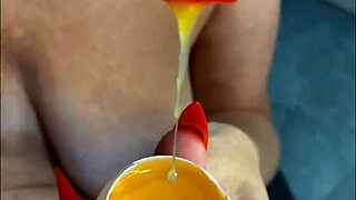 Mommy milf inseminates with taboo eggs handjob creampie closeup