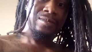 vibing to drill music while jacking big black cock