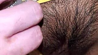 sexy vered wifey teases juicy tight pussy in yellow lingerie