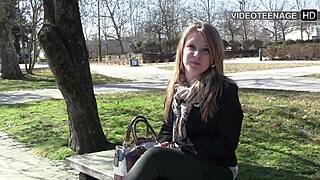 Blonde Jess' First Casting: Dildo Tease and Interview