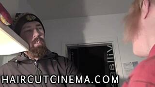 femdom haircut domination with bound spanking in cinema fetish scene