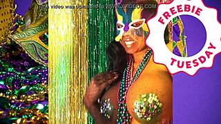 Pornstar Jessica Grabbit Flashes Big Natural Tits at Mardi Gras with Rabbit Toy