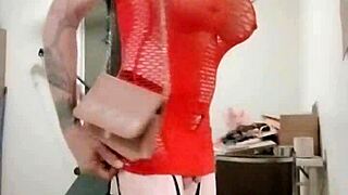 Trans Fishnets Flashes Teasing Strip at Car Wash Public Fun!
