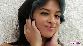 Horny brunette teen flaunts perfect body in casting interview