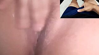ex watching his ex's naughty teen finger her wet pussy till he explodes on sheer red