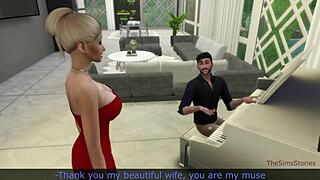 sluty wife cheats with piano teacher beside clueless husband