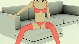 chinese top model in red lingerie fucks tall photographer on sofa desperately