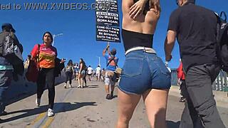 candid voyeur catches huge asses shaking in tight shorts and jeans