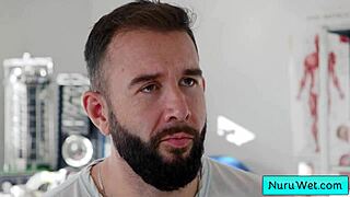 sexy petite blonde teen masseuse anna claire clouds preps wet nuru massage pounding