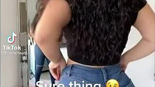 juicy latina booty shakes perfectly in tight shorts and leggings