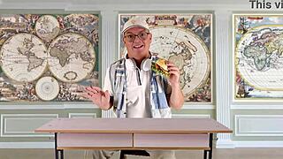 innocent student teacher's nylon tease hides juicy shaved pussy reveal