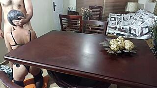 Risky Home Cock Sucking Thrills Spanish Beauty Discreetly