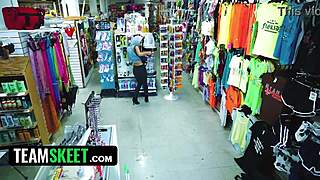 Snobby Cheerleader Fucked Hard By Guard After Shoplifting Lip Gloss Sloppy Blowjob