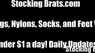 we slip into our sexiest stockings teasing you with foot play