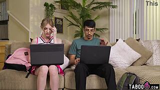 shy guy pounds cheerleader melody marks wet pussy hard