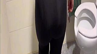 curvy latina strips in public bathroom outdoors