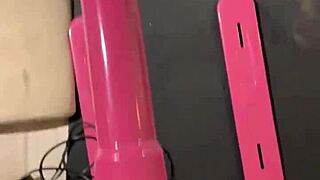 Cat Red Fetish Girl Aroused, Sucking Huge Sex Machine Cock Wildly!