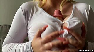 Oliviabay's Big Natural Boobs Drenched in Fake Cum at Pool Party