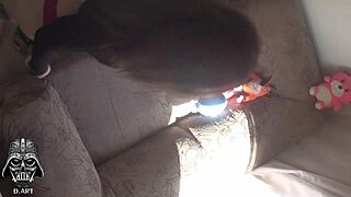 Hidden cam young cheater drinks milk body splash