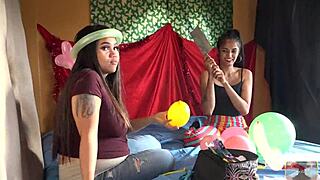 chinese pregnant fetish with balloons high def lesbian play