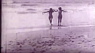 Vintage Nudists Show Hairy Beavers on Beach