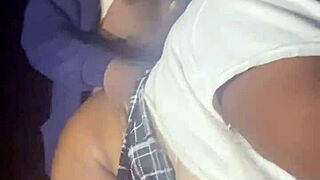 sexy ebony bbw sucks cock and fucks wildly in dark forest