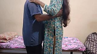 Indian beauty takes creampie from old man.  