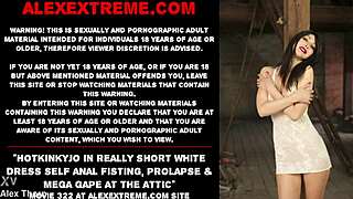 hotkinkyjo's short white dress leads to self anal fisting mega gape