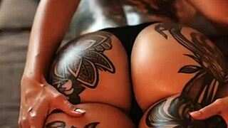 Skin tattooed beauty gets sensual massage treatment