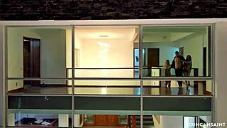 playboy's late night threesome blonde brunette latina assplay bath