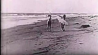 Vintage Nudists Show Hairy Beavers on Beach