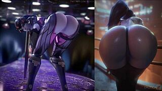 Widowmaker's big tits cock compilation! 🔥🍆💦