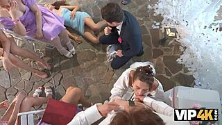 imagine bride's anal creampie while wedding guests watch her