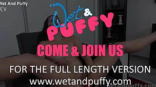 wetandpuffy brunette pumps swollen cherry pussy with toys