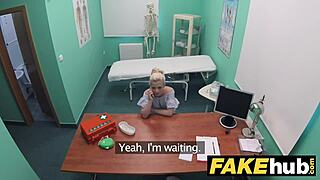 Doctor fucks petite teen's shaved pussy.  