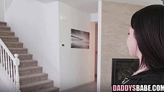 Horny Stepdaughter Seduces in Fishnets and Lingerie